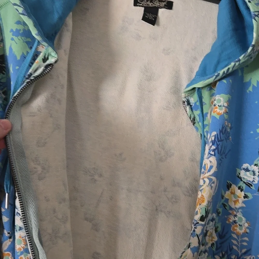 Lucky Brand Asian Floral Print Zip Up Sweatshirt Size Large - Picture 5 of 6